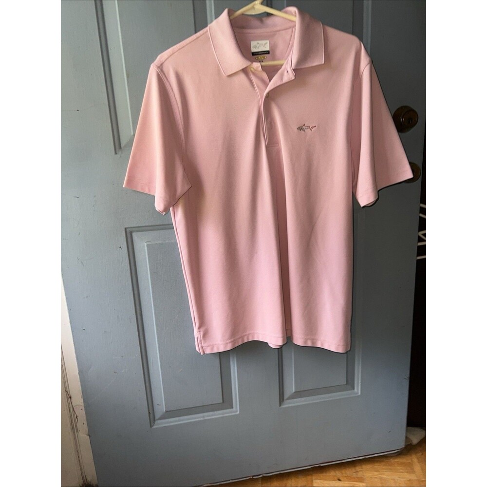 Greg Norman PlayDry Mens Medium Pink Polo Shirt Golf New